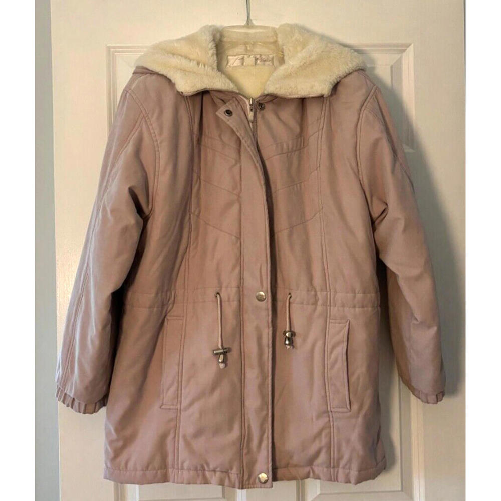 Blue Studio Pink Jacket Coat Fleece Lined Hood Sz S